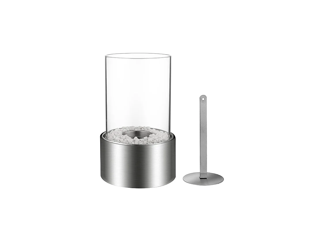 Cheminée bio de table au bioéthanol MARSIGLIA Silver D16 x H27 interne externe
