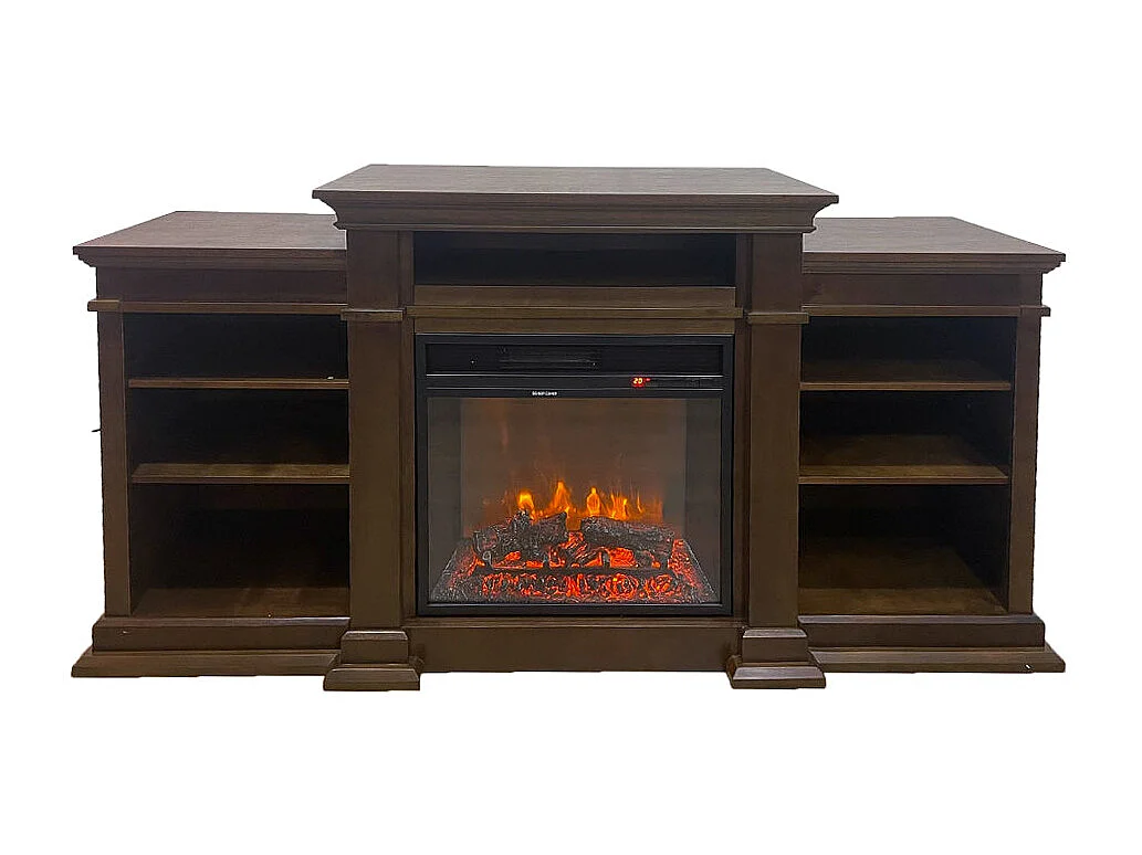 BIDEN Elektrokamin Bodenkamin aus Walnussholz L179 x T48 x H85