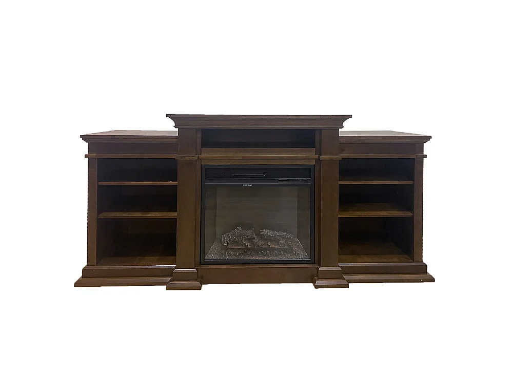 BIDEN electric fireplace floor fireplace in walnut wood L179 x D48 x H85