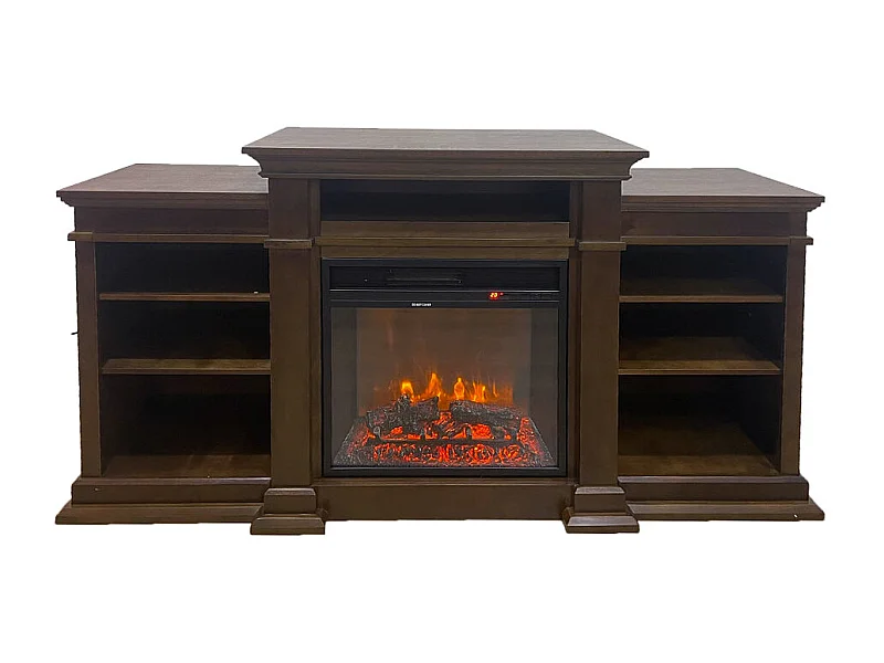 Kominek elektryczny podłogowy BIDEN w drewnie orzechowym Dł. 179 x Gł. 48 x W85