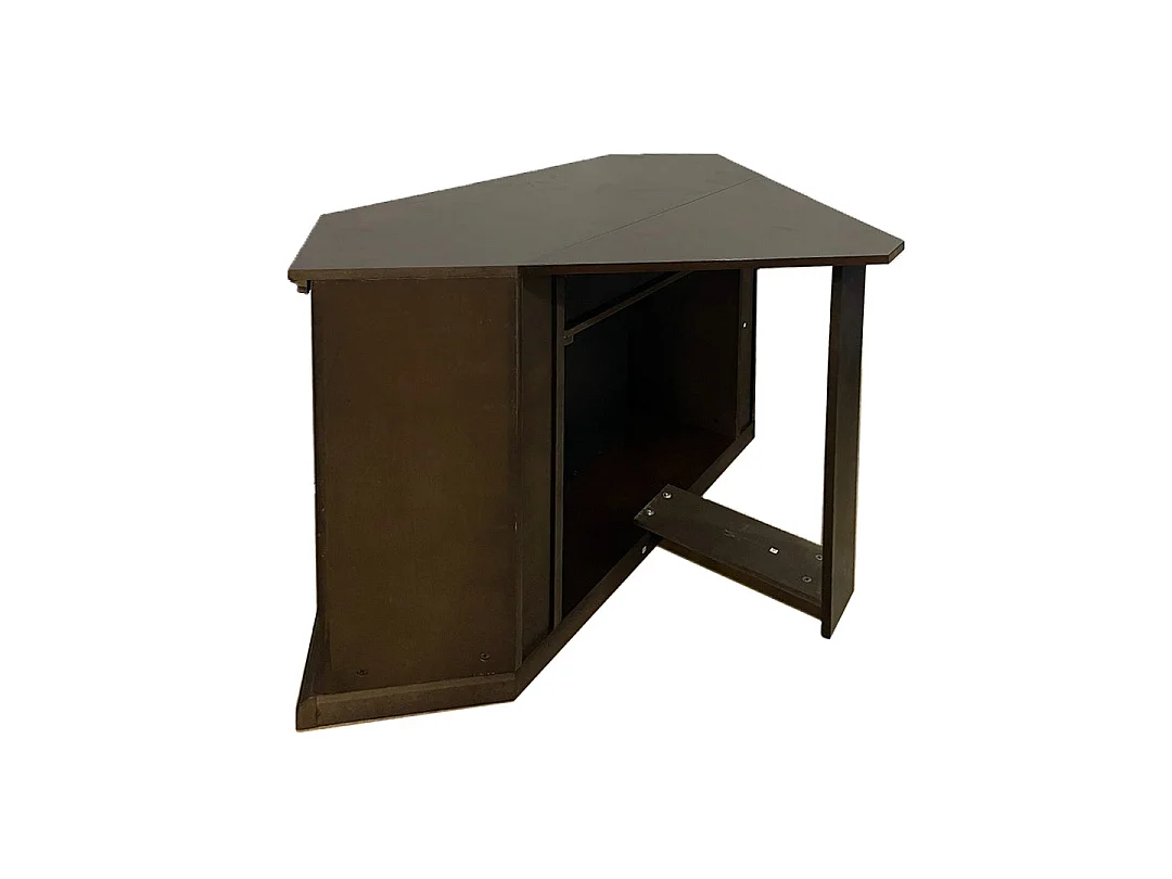 Cheminée électrique cheminée d'angle au sol MADISON en bois de noyer L126 x P78 x H83