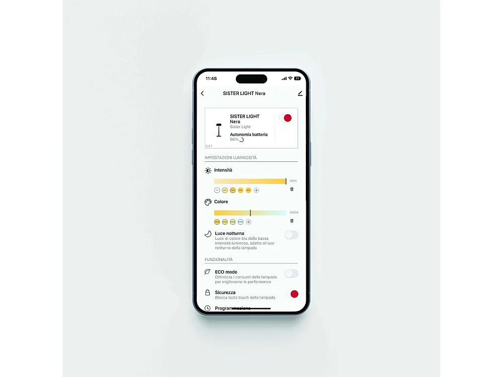 Zafferano SISTER LIGHT MINI Wi-Fi Smart LED-Tischleuchte Elfenbein wiederaufladbar und dimmbar