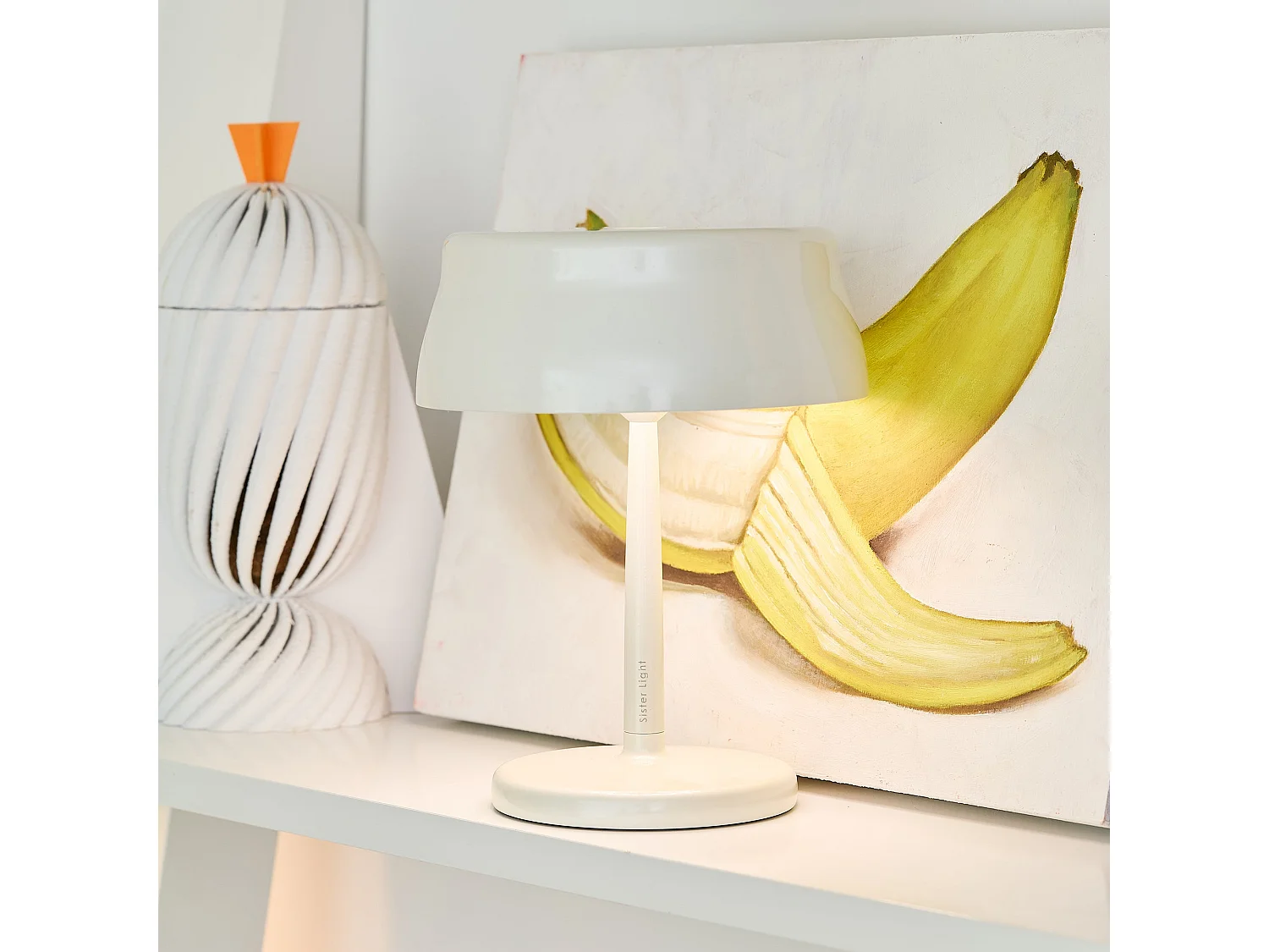 Saffron Sister Light Mini Wi-Fi Smart LED Table Lamp Ivory Rechargeable and Dimmable