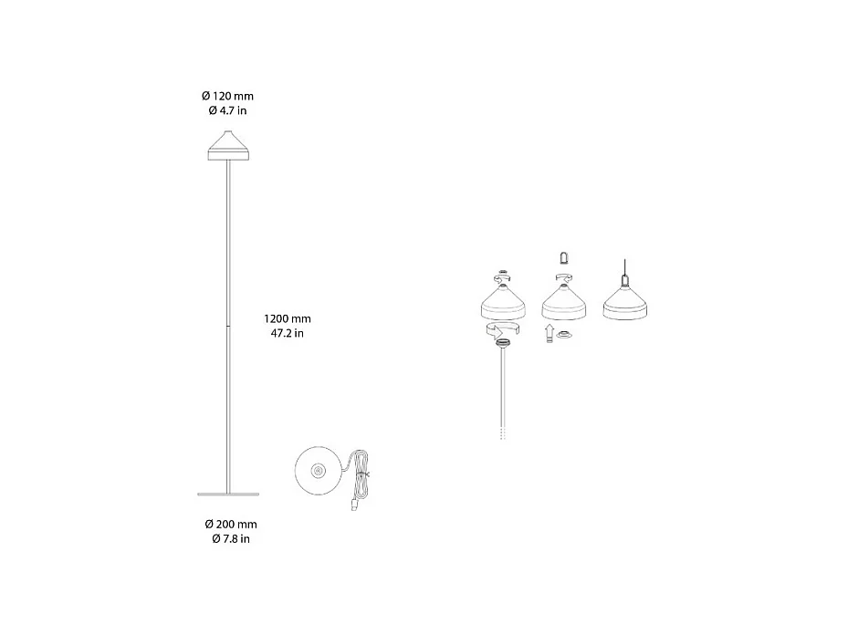 Zafferano AMELIE Lampadaire LED Terre cuite rechargeable et dimmable