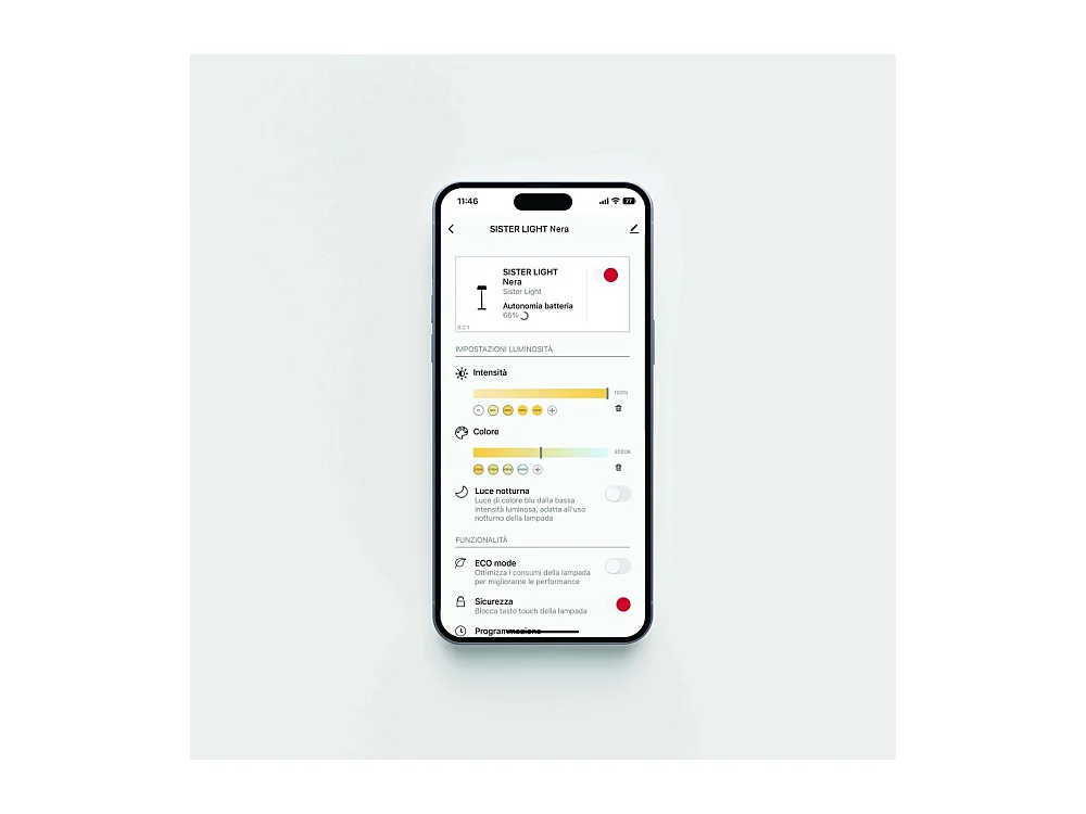 Zafferano SISTER LIGHT MINI Wi-fi Smart LED tafellamp Pearly Black oplaadbaar en dimbaar