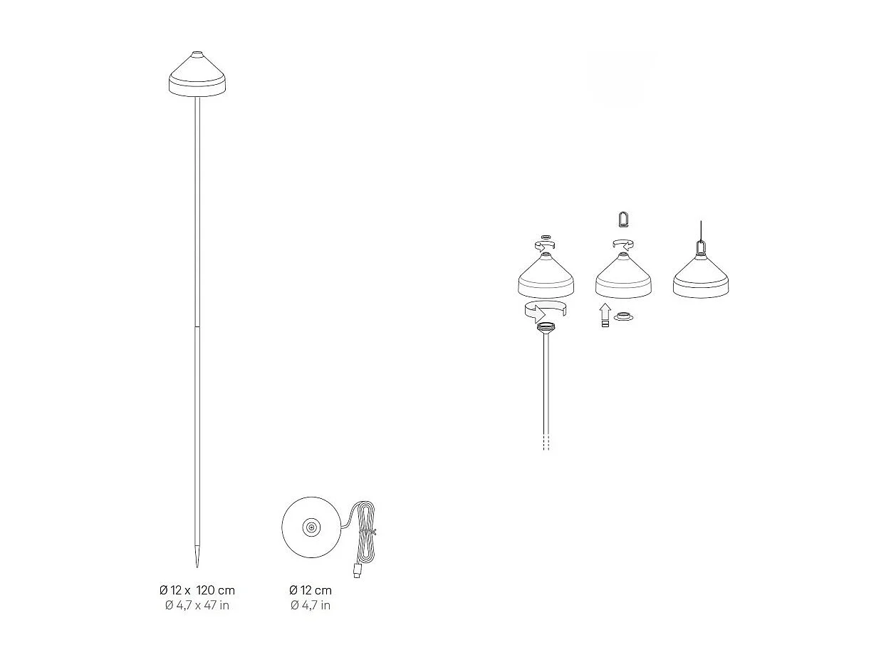 Lampe LED Zafferano AMELIE avec piquet Green Leaf rechargeable et dimmable