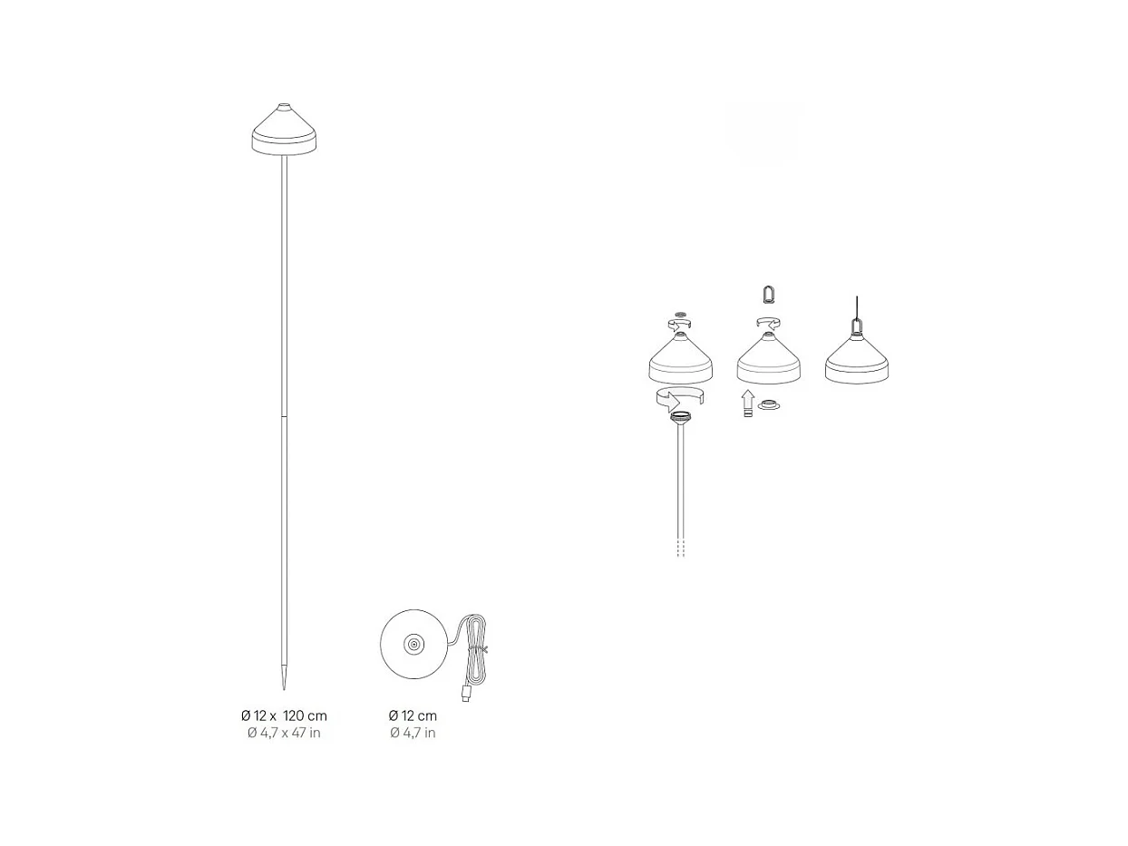 Lampa LED AMELIE Zafferano z kolcem w kształcie zielonego liścia, ładowalna i ściemniana