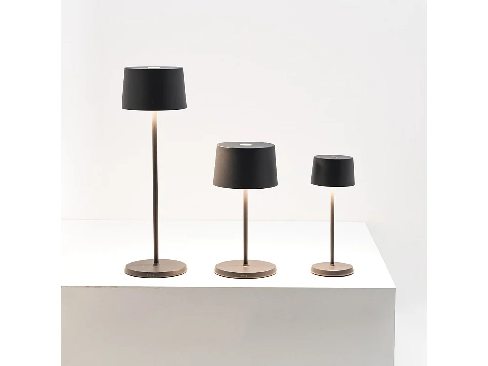 Zafferano OLIVIA PRO MICRO Lampe de table LED Corten rechargeable et dimmable