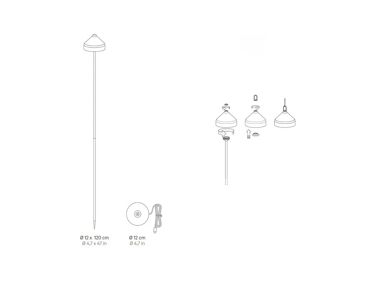 Lámpara LED AMELIE Azafrán con pincho Blanca recargable y regulable