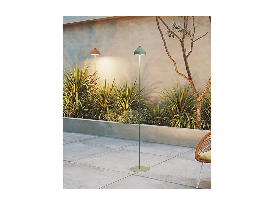 Zafferano AMELIE Lampadaire LED Vert feuille rechargeable et dimmable