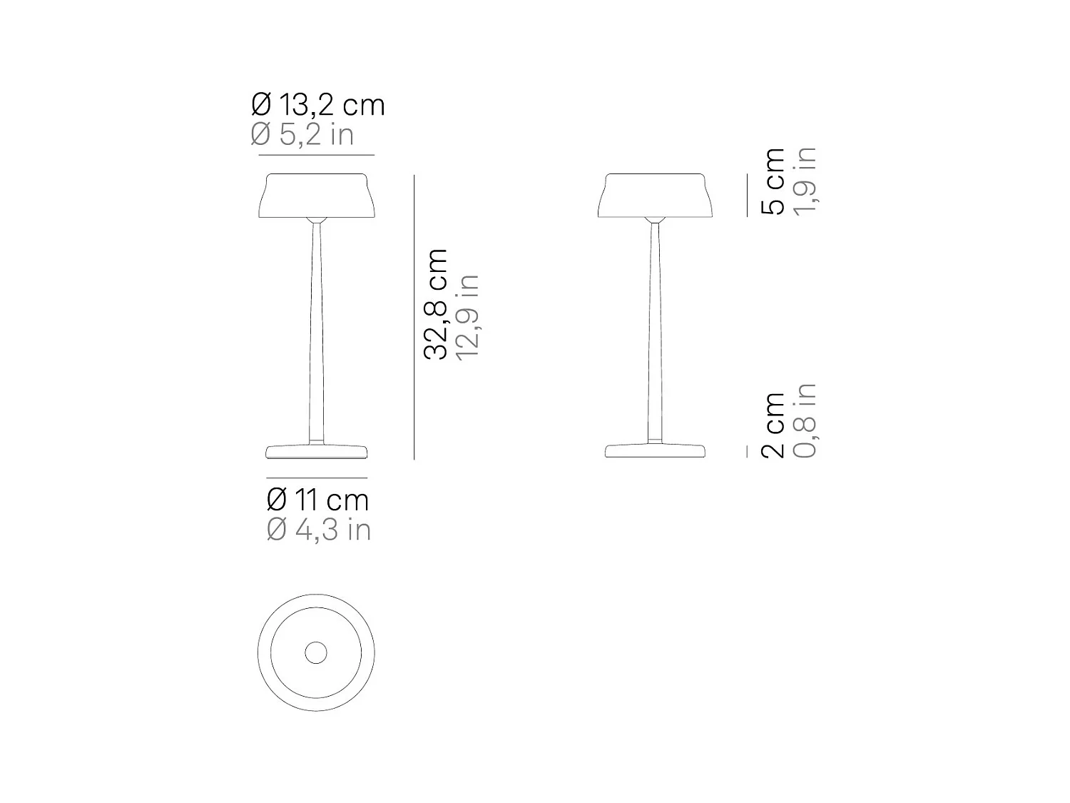 Lámpara de mesa LED inteligente Zafferano SISTER LIGHT con Wi-Fi, verde, recargable y regulable