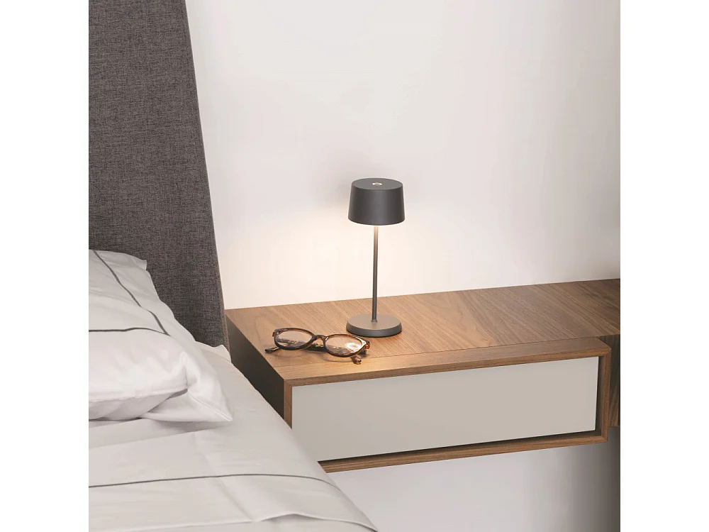 Zafferano OLIVIA PRO MICRO LED tafellamp Donkergrijs oplaadbaar en dimbaar