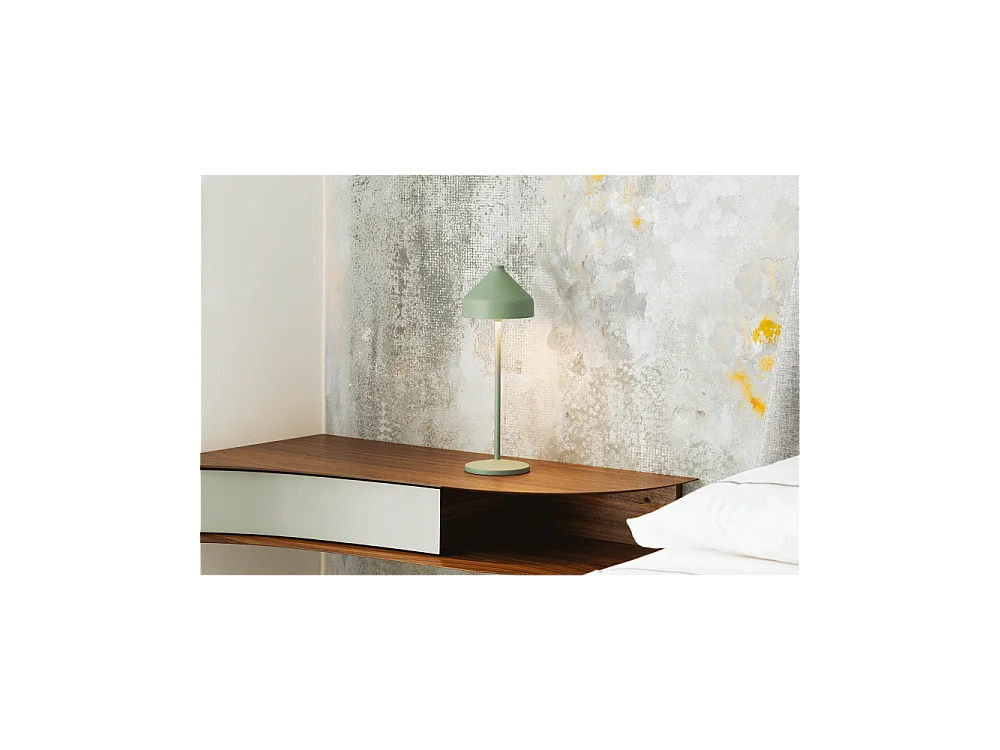 Zafferano AMELIE Lampe de table LED Feuille verte rechargeable et dimmable