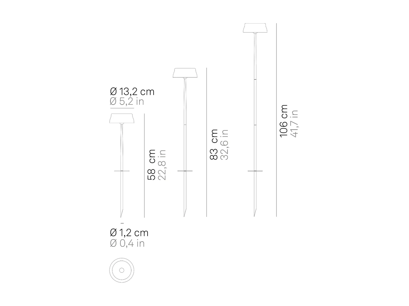 Zafferano SISTER LIGHT Wi-fi piket Smart vloerlamp Pearly Black oplaadbaar en dimbaar