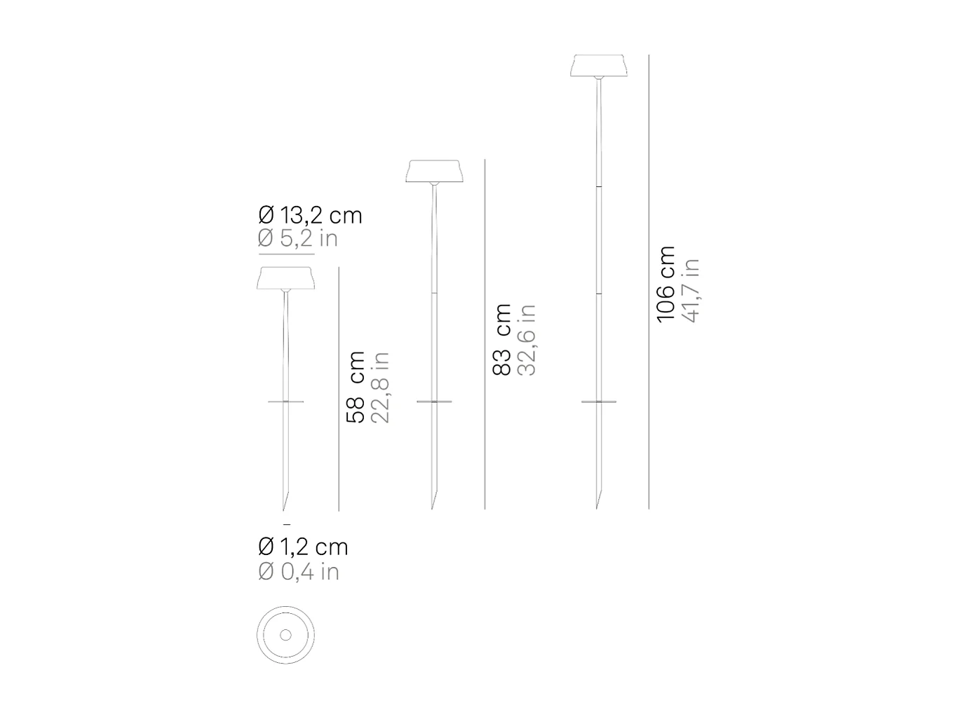 Zafferano SISTER LIGHT Picchetto Wi-fi Lampada da terra smart Nero Perlato ricaricabile e dimmerabile