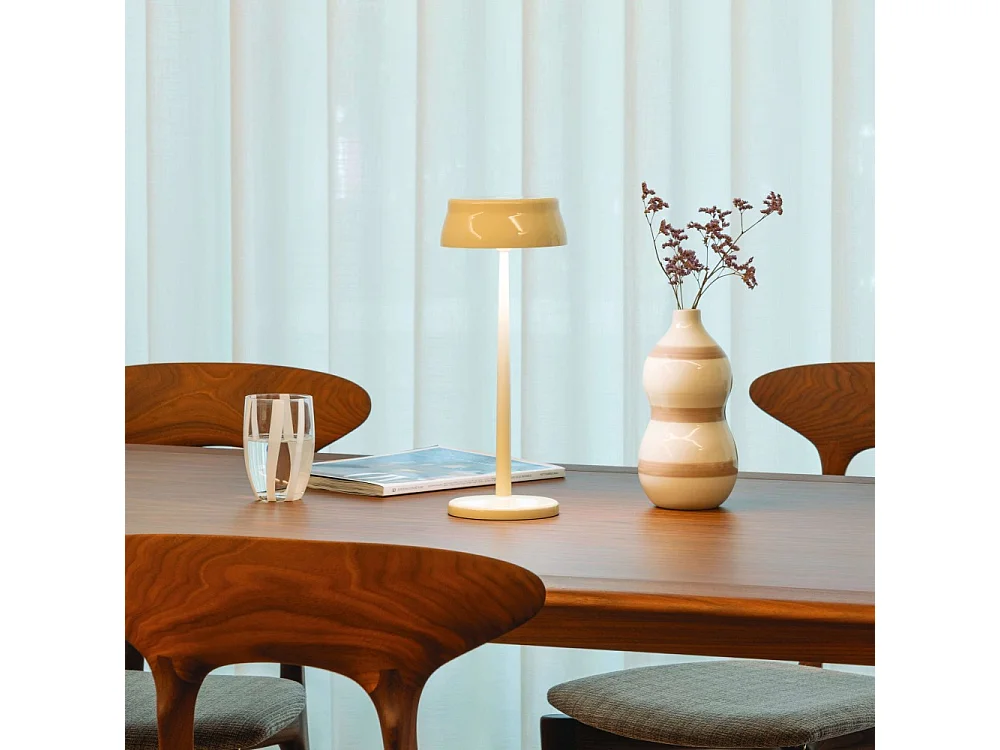 Zafferano SISTER LIGHT Lampe de table Wi-fi Smart LED Ivoire rechargeable et dimmable