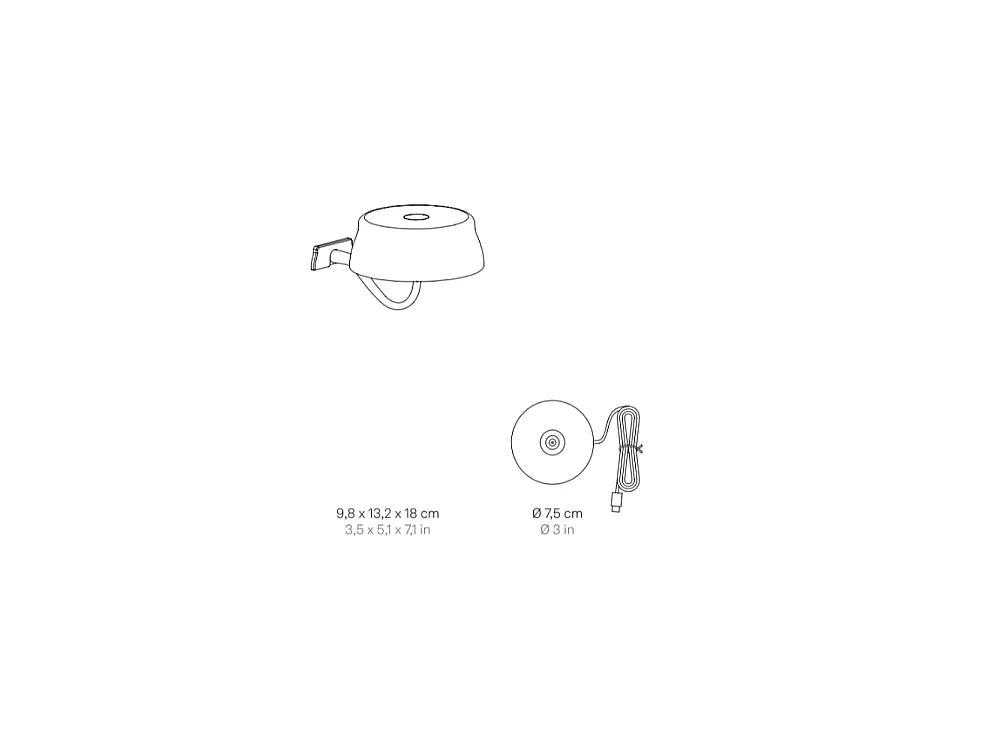 Zafferano SISTER LIGHT Wi-fi wall Applique intelligente Or rechargeable et dimmable