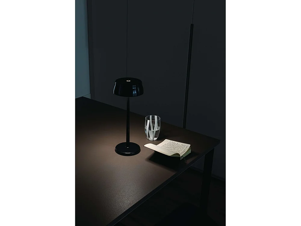 Zafferano SISTER LIGHT Wi-fi Lampe de table LED intelligente rechargeable et dimmable Noir Nacré