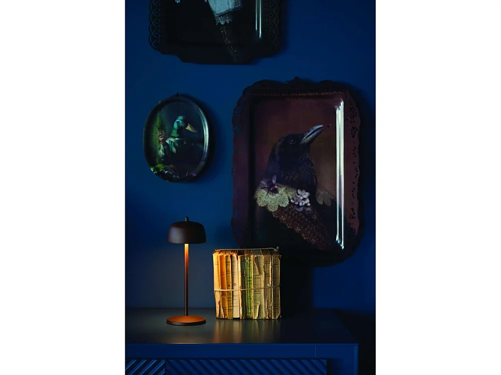 Zafferano Lampe de table LED CIRCE Corten rechargeable et dimmable
