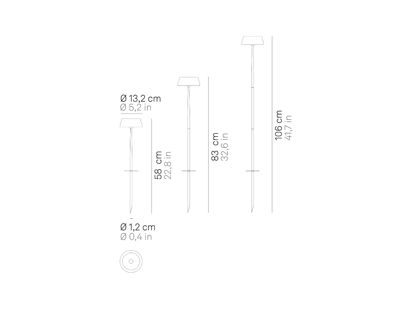 Lámpara de pie inteligente Zafferano SISTER LIGHT Picchetto Wi-Fi blanco perla recargable y regulable