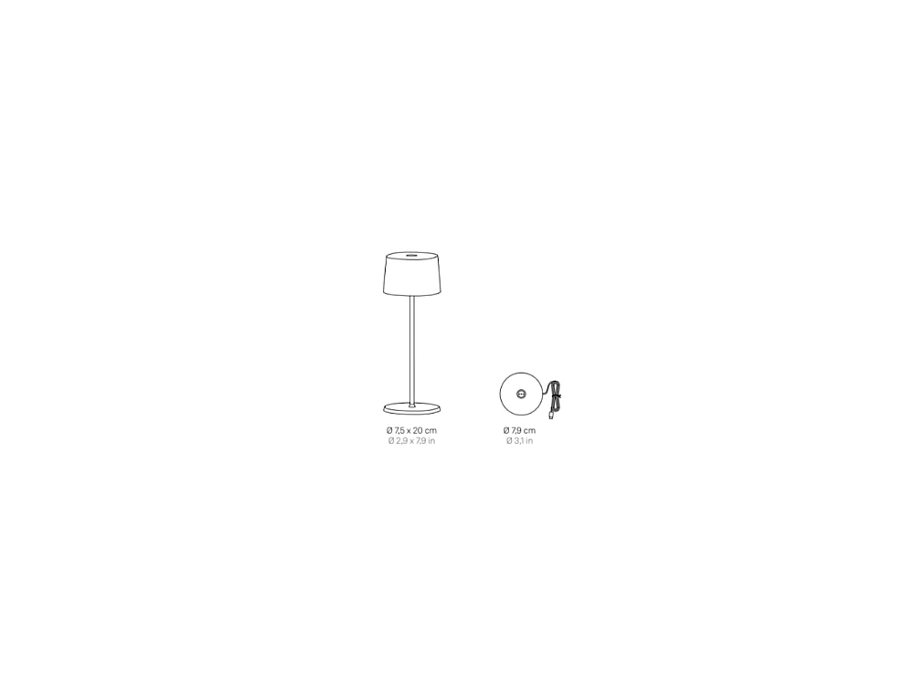 Zafferano OLIVIA PRO MICRO Wiederaufladbare und dimmbare Sand-LED-Tischlampe