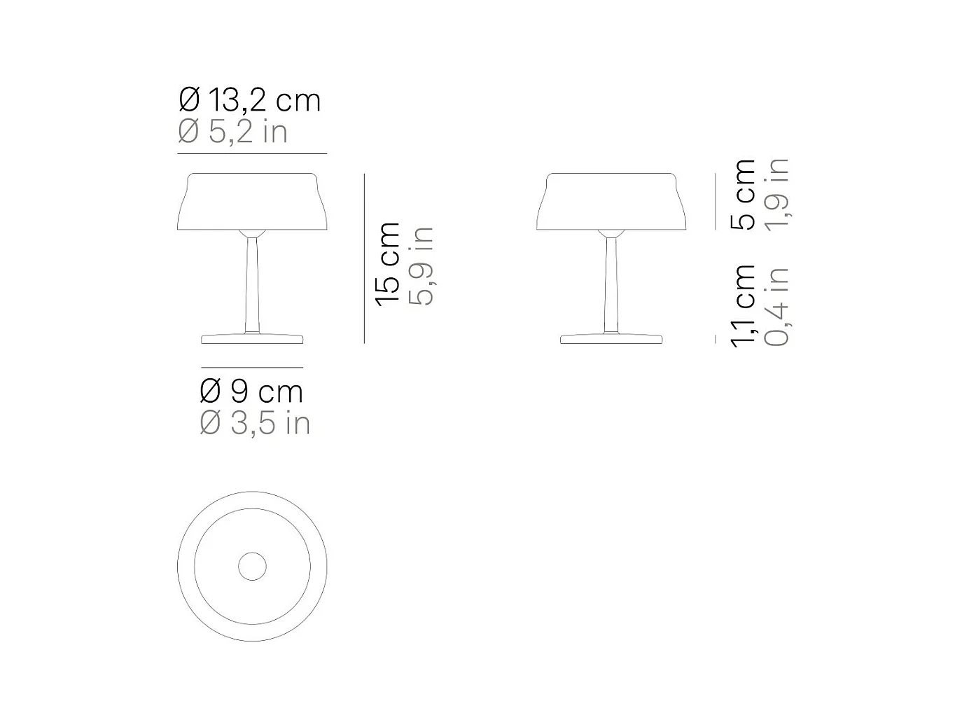 Zafferano SISTER LIGHT MINI Wi-fi Smart LED tafellamp Goud oplaadbaar en dimbaar