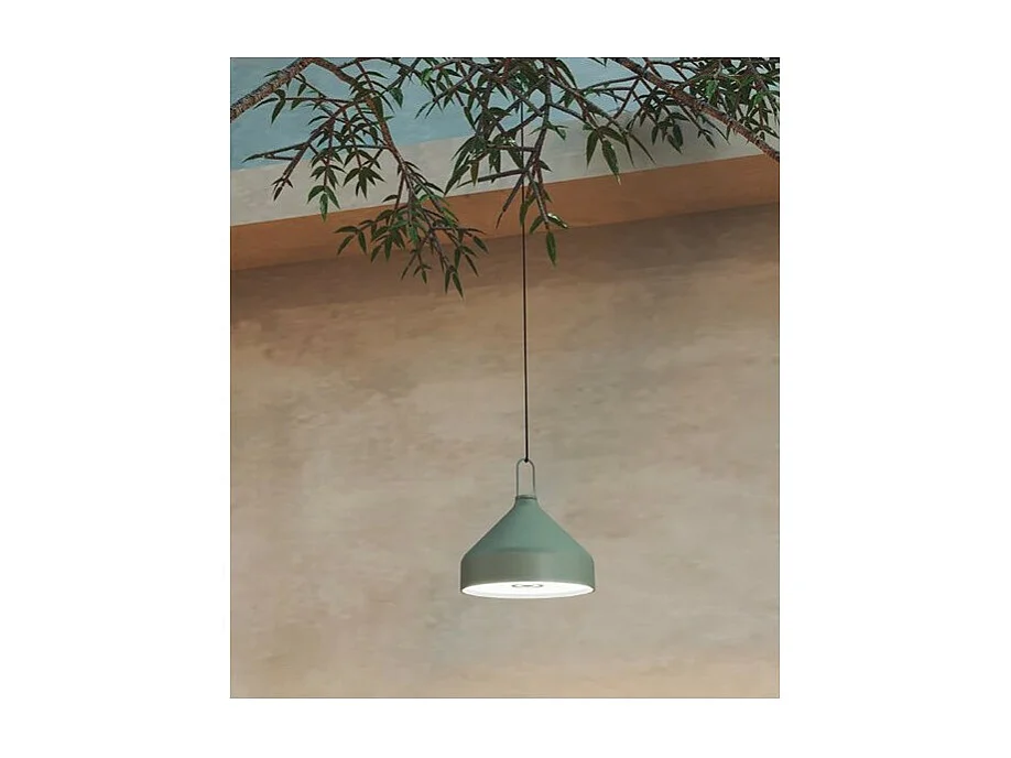 Zafferano AMELIE Lampe à suspension LED Vert feuille rechargeable et dimmable