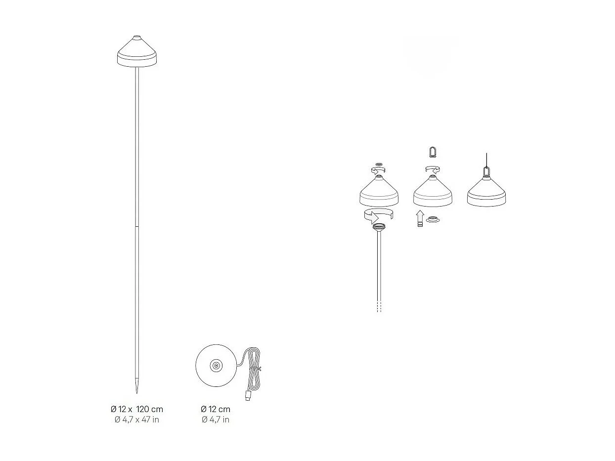 Zafferano AMELIE LED lamp met prikker Zwart oplaadbaar en dimbaar