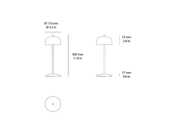 Zafferano CIRCE Zwarte LED tafellamp, oplaadbaar en dimbaar