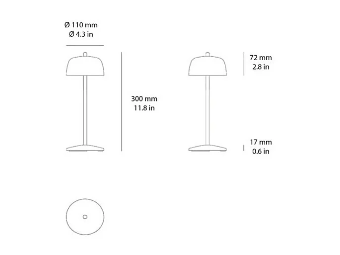 Zafferano CIRCE Zwarte LED tafellamp, oplaadbaar en dimbaar