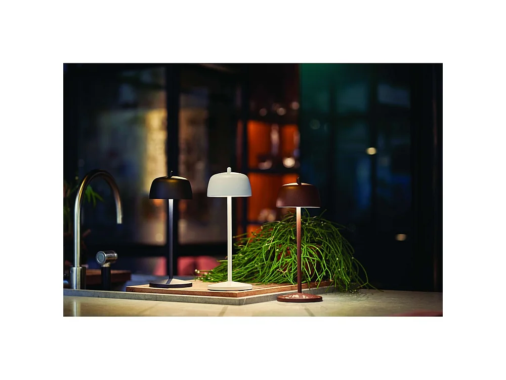 Zafferano CIRCE Lampe de table LED noire, rechargeable et dimmable