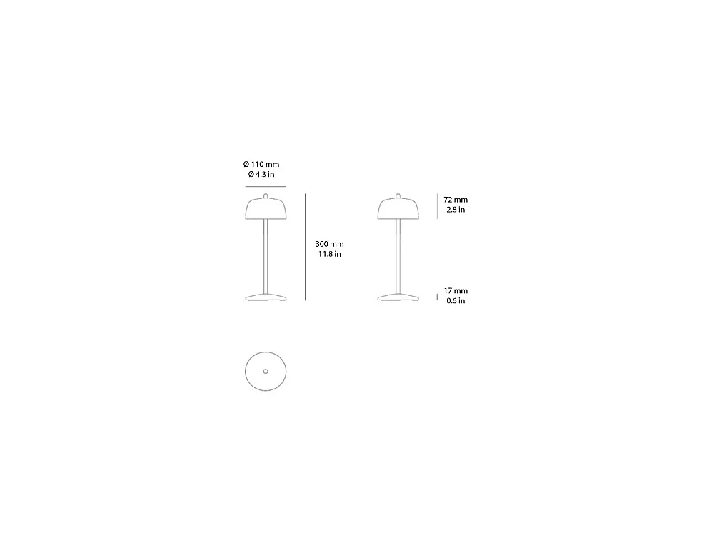 Zafferano CIRCE Lampe de table LED noire, rechargeable et dimmable