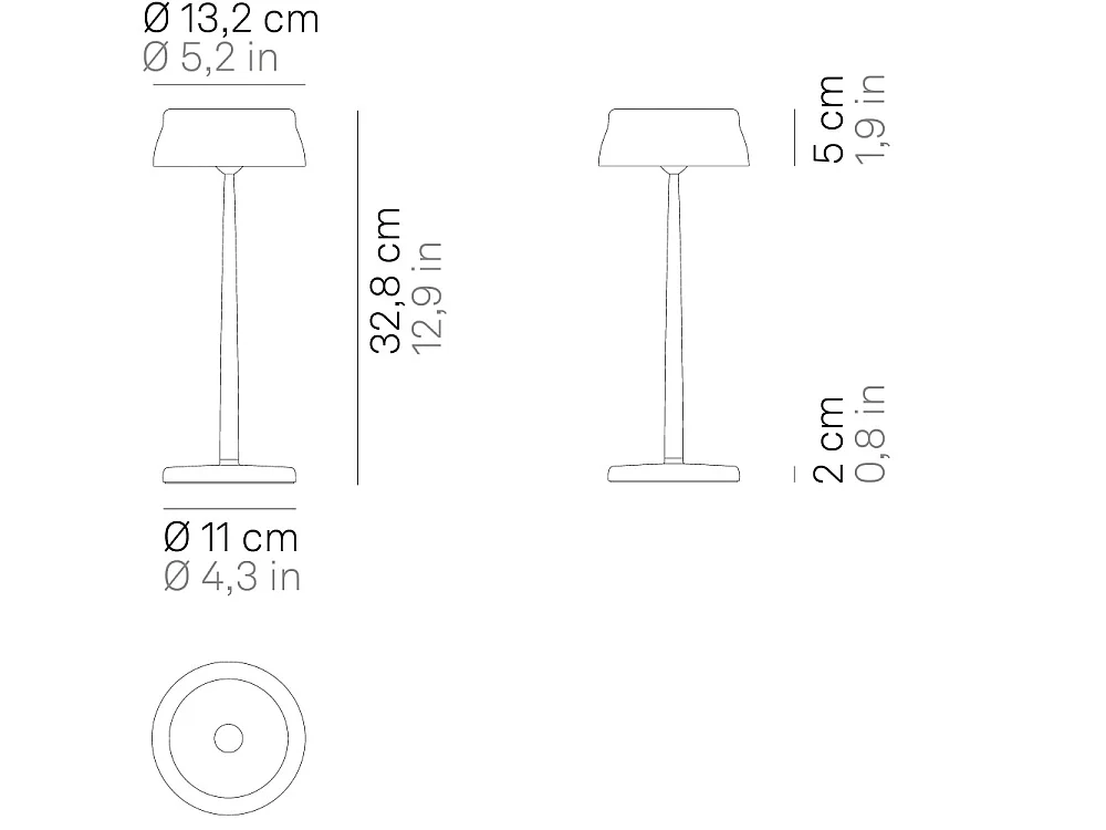 Zafferano SISTER LIGHT Lampe de table Wi-fi Smart LED Cuivre rechargeable et dimmable