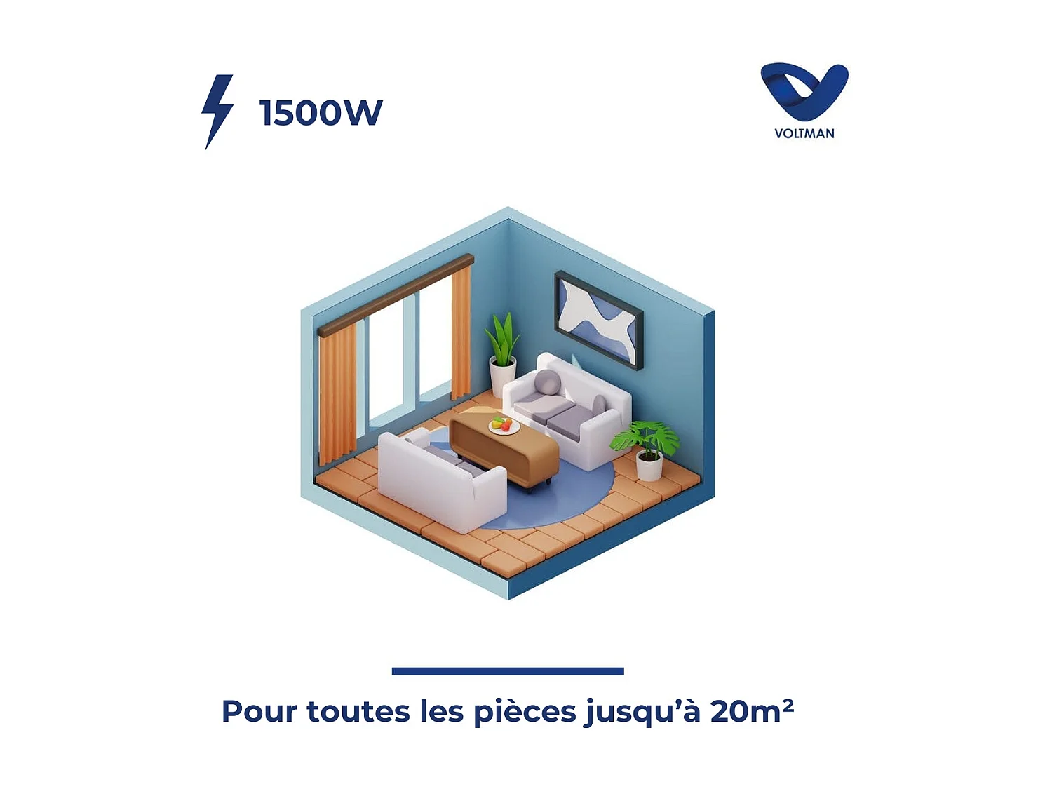 Chauffage connecté Wifi inertie sèche fonte - Blanc - 1500W - Voltman