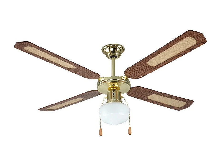 Ventilateur de plafond 4 pales 1 lumière D.130 cm 70w coloris NOYER DA54011