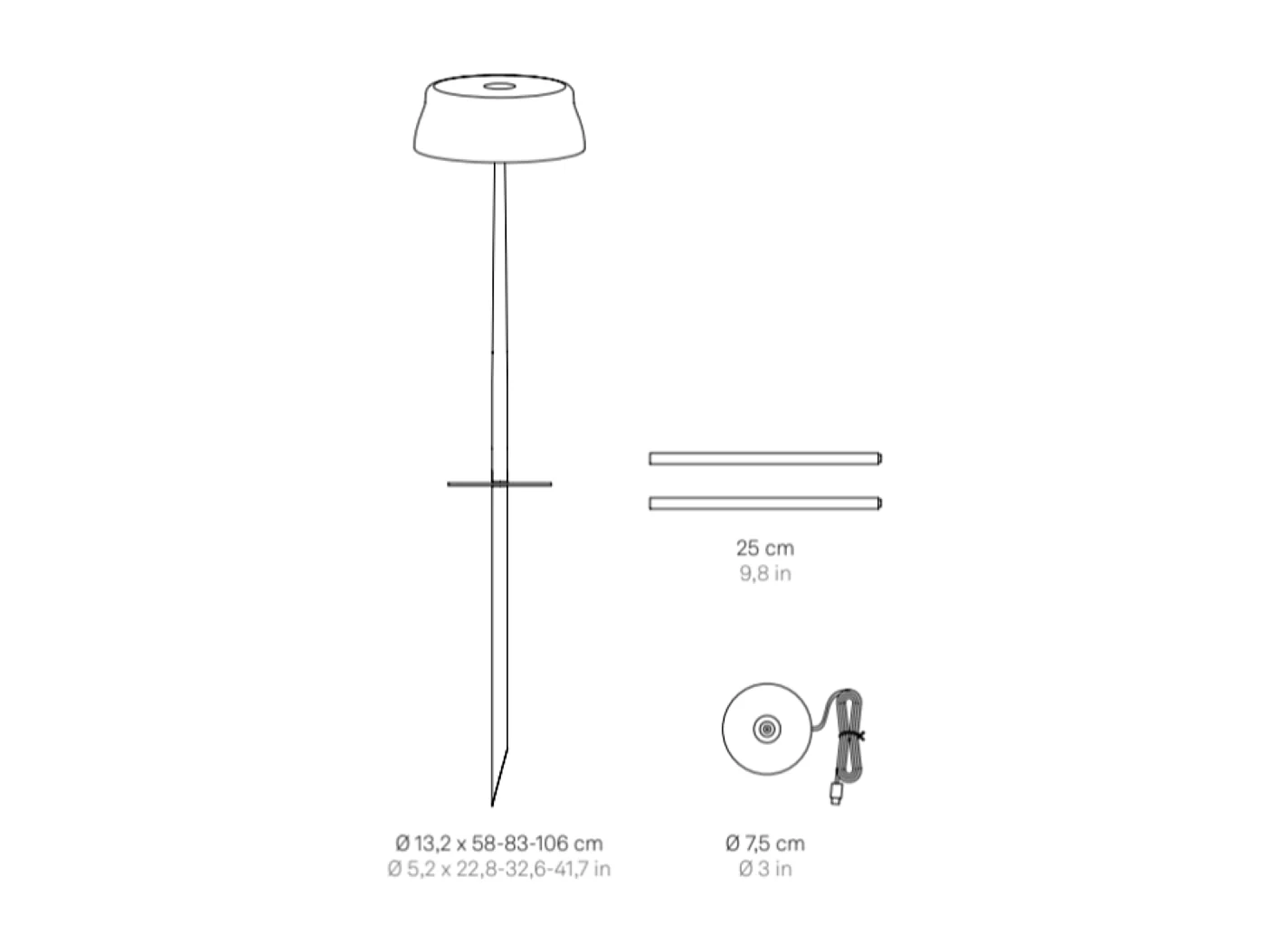 Zafferano SISTER LIGHT Picchetto Wi-fi Lampada da terra smart Verde ricaricabile e dimmerabile