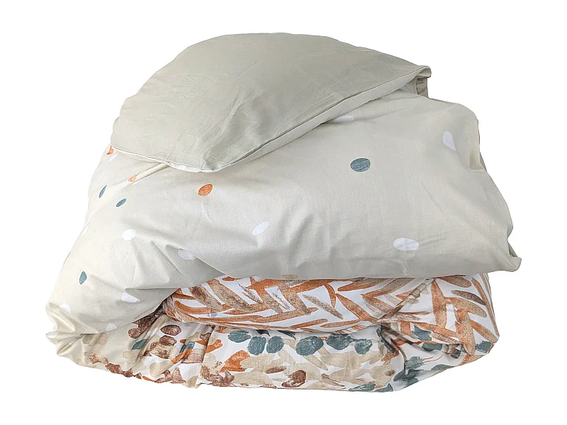 Housse de couette 140x200 cm en coton ÉVASION pêche écru