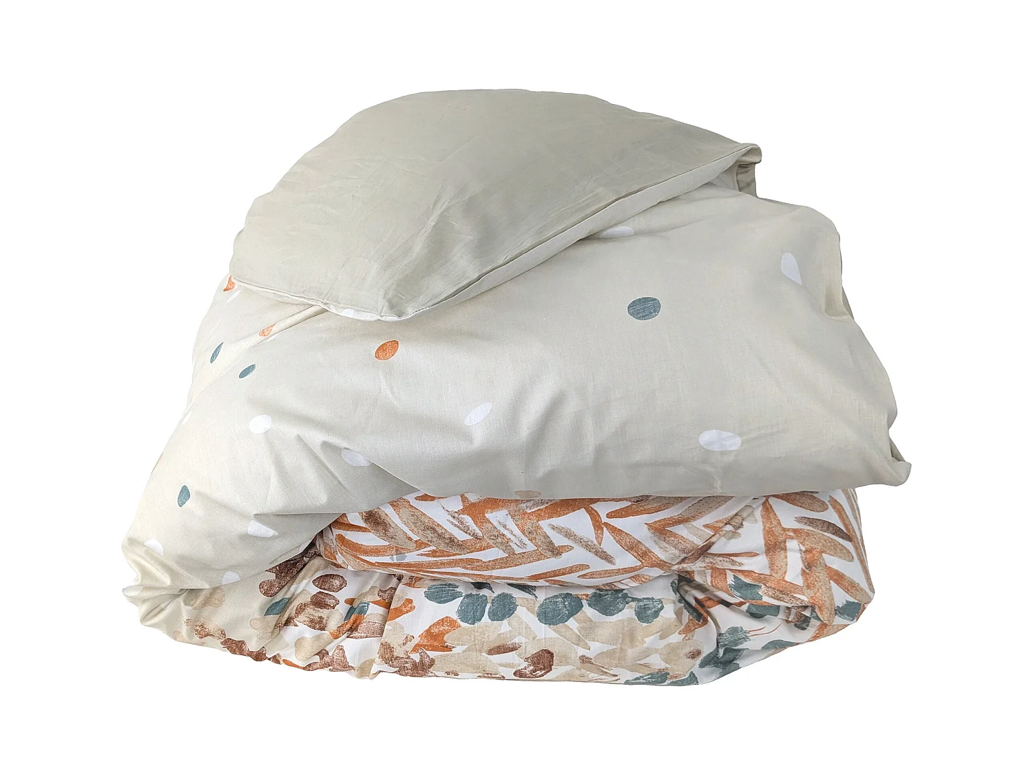 Housse de couette 260x240 cm en coton ÉVASION pêche écru