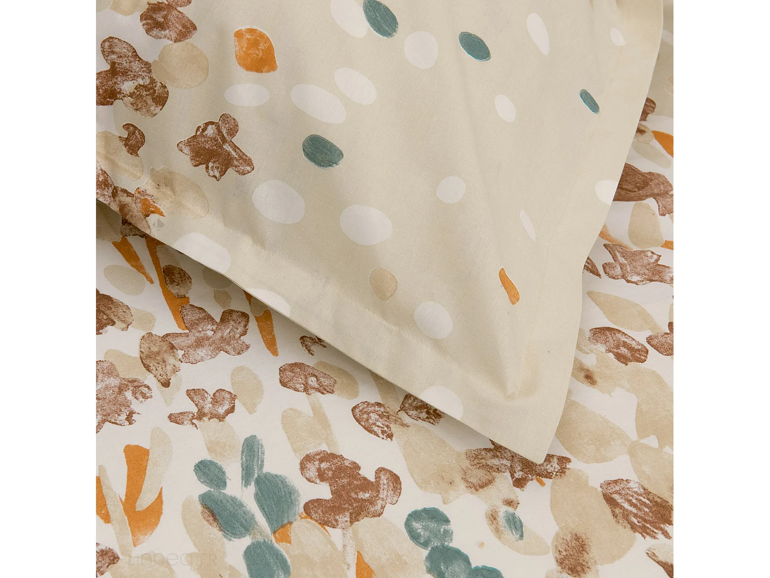 Housse de couette 300x240 cm en coton ÉVASION pêche écru