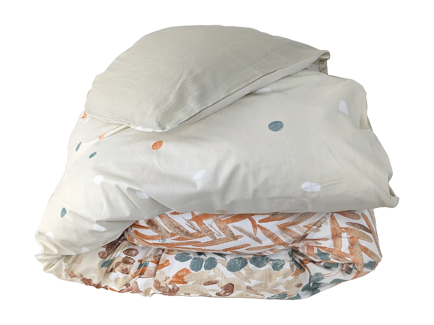 Housse de couette 240x220 cm en coton ÉVASION pêche écru