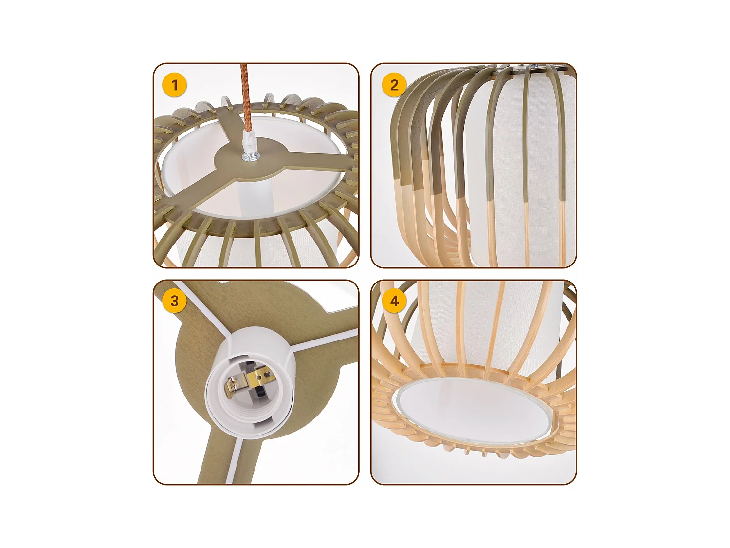 Arturesthome lampe suspendue en bois plafonnier de salon lampe suspendue tissée à la main d30cm x h25cm