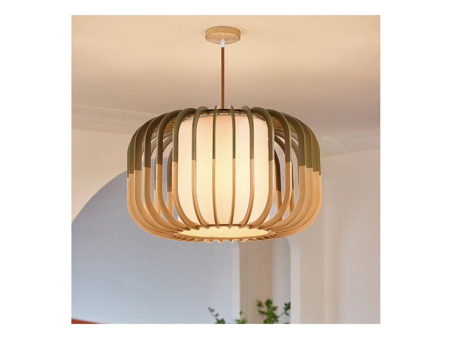 Arturesthome lampe suspendue en bois plafonnier de salon lampe suspendue tissée à la main d30cm x h25cm