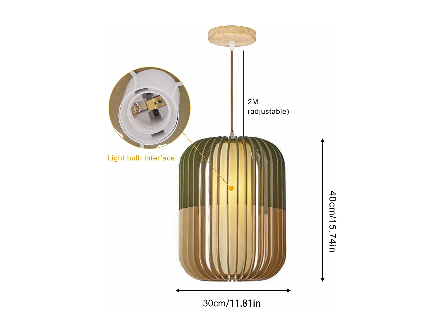 Arturesthome lampe suspendue lampe suspendue en bois plafonnier de salon lampe suspendue tissée à la main pour les scènes de cuisine et de salon d 30 cm x h 40 cm