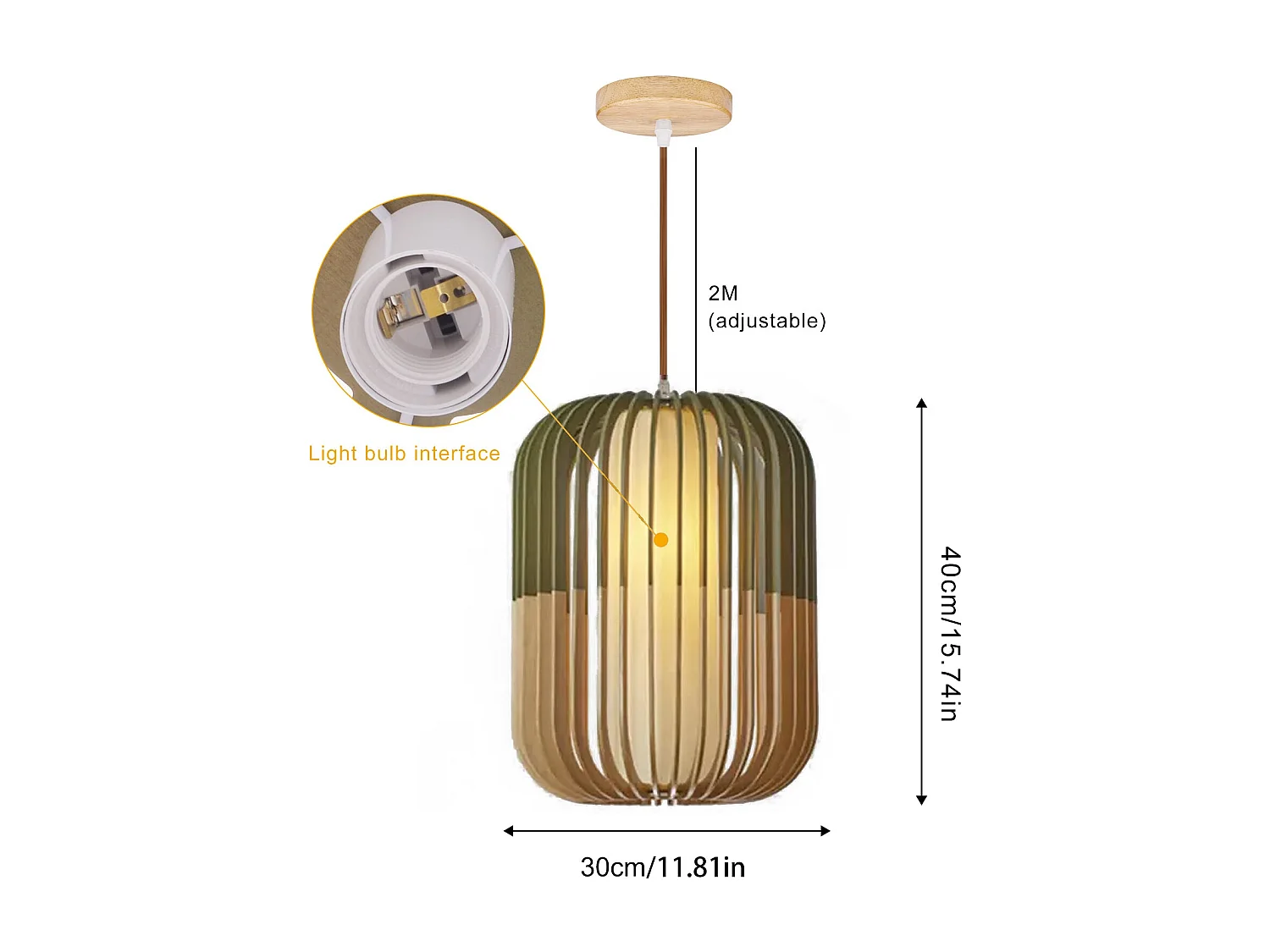 Arturesthome lampe suspendue lampe suspendue en bois plafonnier de salon lampe suspendue tissée à la main pour les scènes de cuisine et de salon d 30 cm x h 40 cm