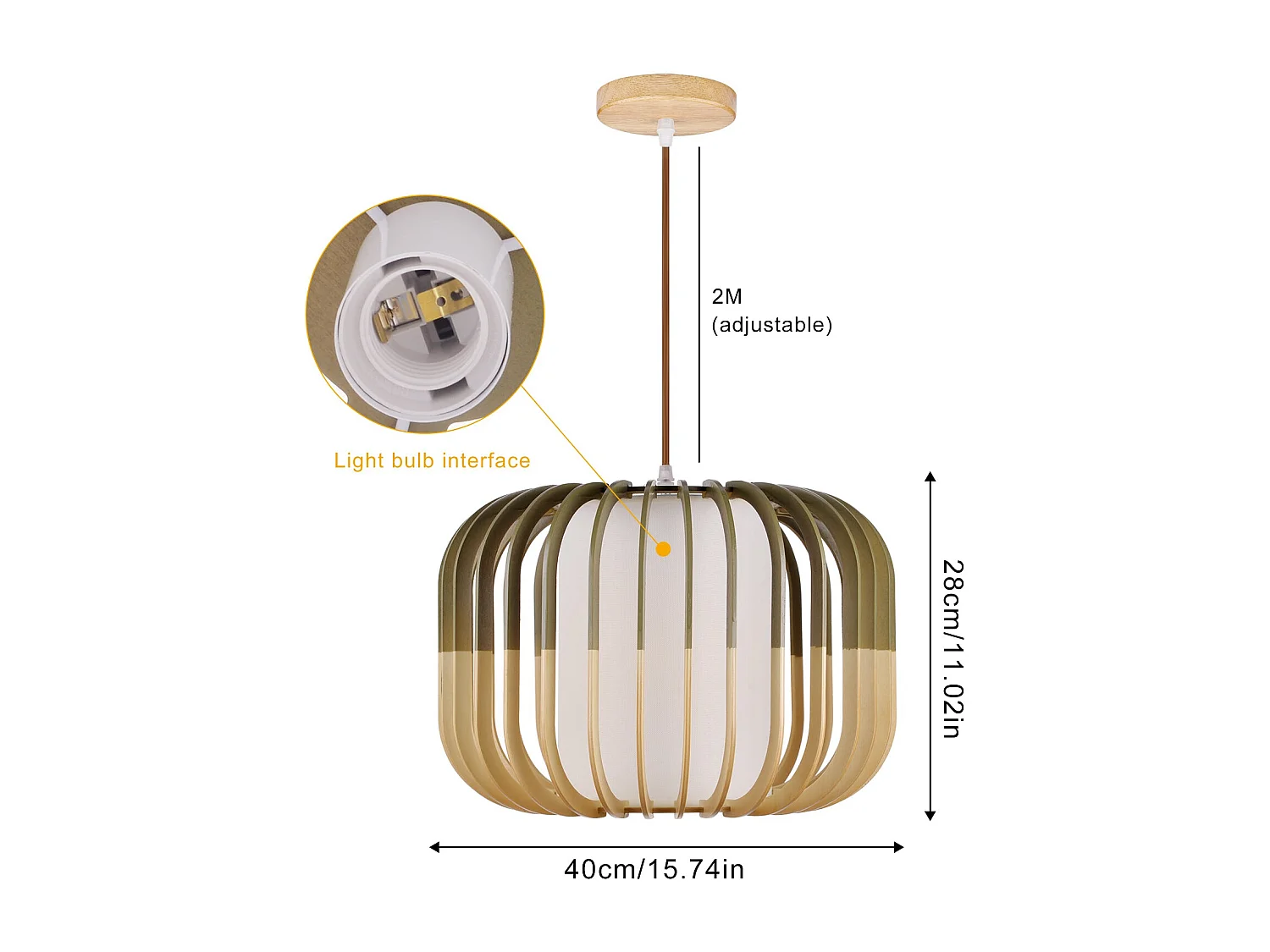 Arturesthome lampe suspendue en bois plafonnier de salon lampe suspendue tissée à la main convient pour les scènes de cuisine et de d35cm x h24cm