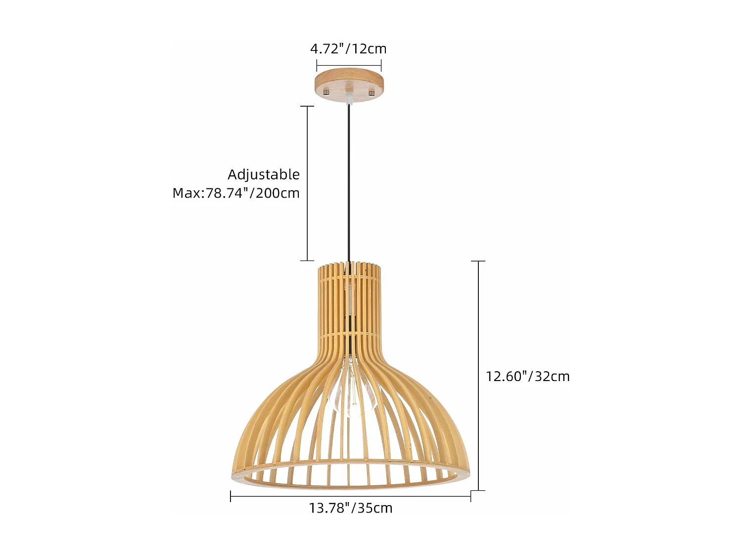 Suspension en bambou pendelleuchte naturel pour îlot de cuisine d35cm x h32 cm