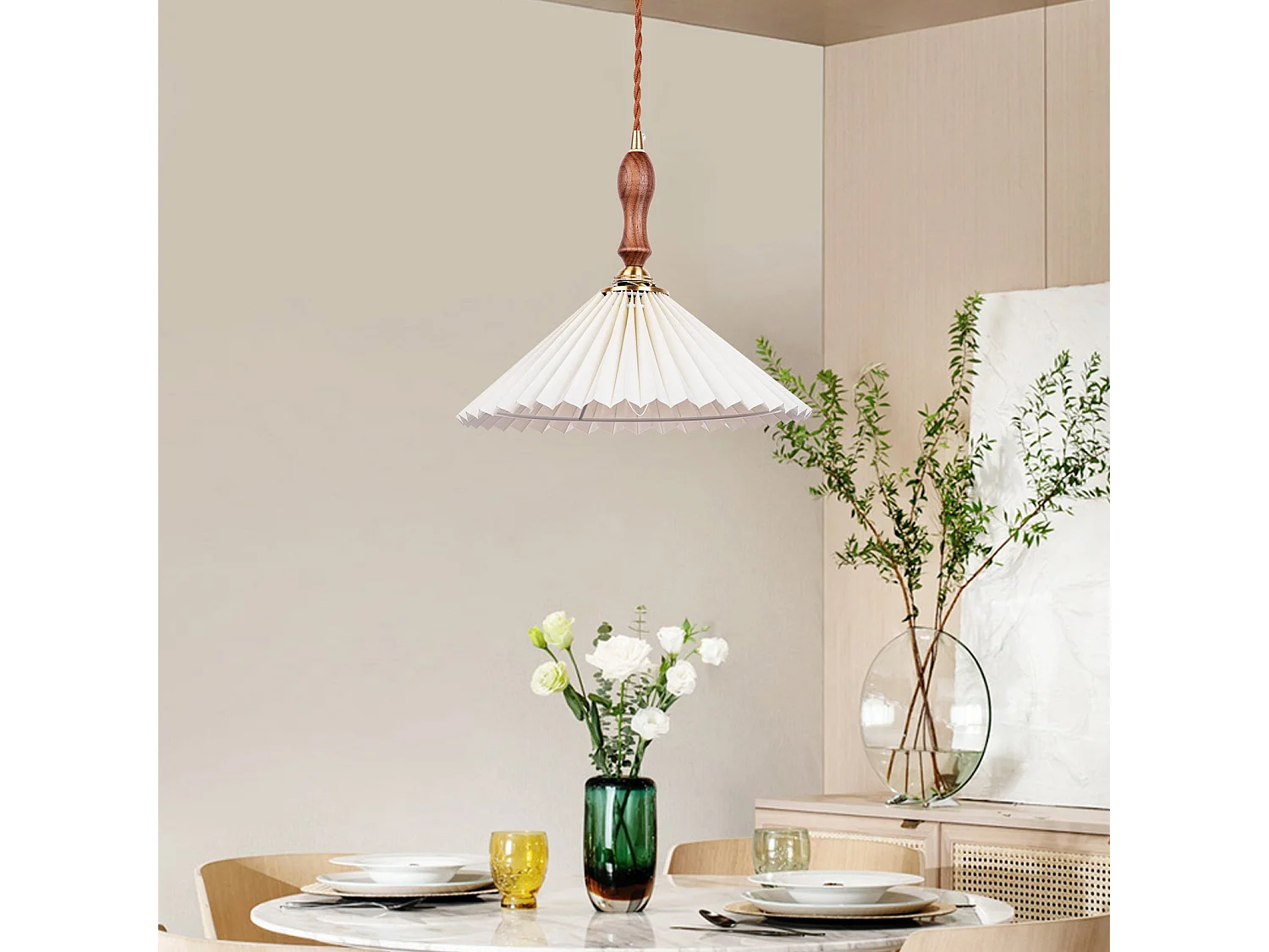 Arturesthome lampes pendantes en bambou lustre pendantes en rotin lampes pendantes tissées à la main lampes pendantes de cuisine et de salon d23 cm x h27 cm