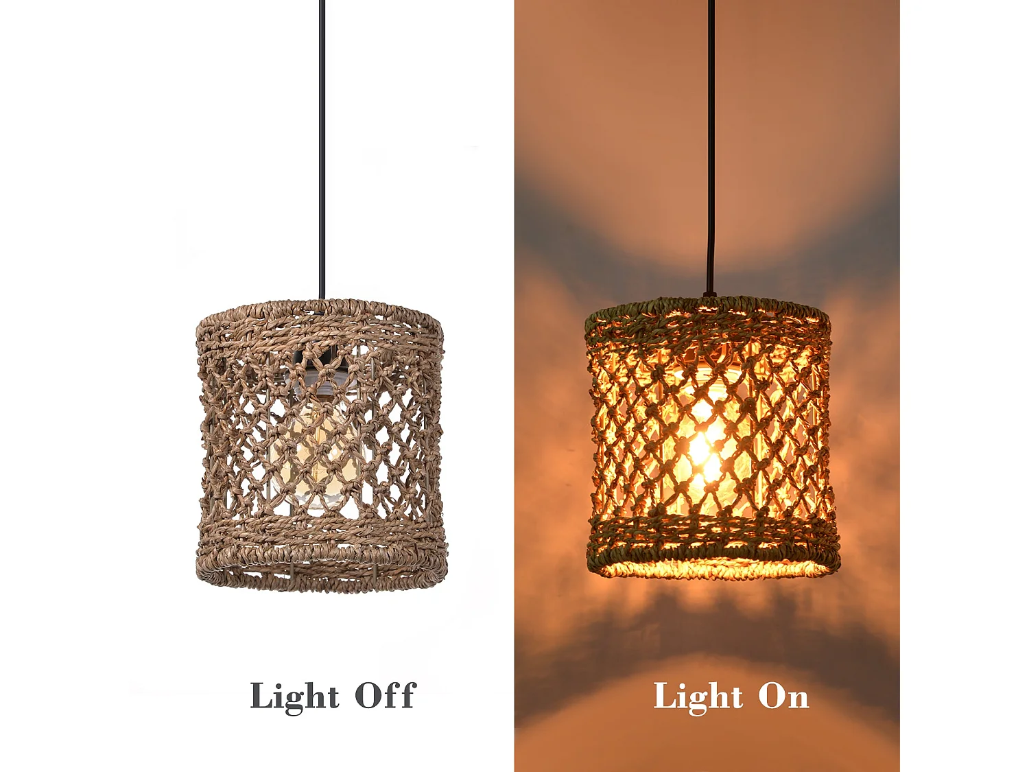 Arturesthome lustre en bambou et rotin tressé à la main décoration d'intérieur bohème naturelle plafonniers d 20x h 20cm