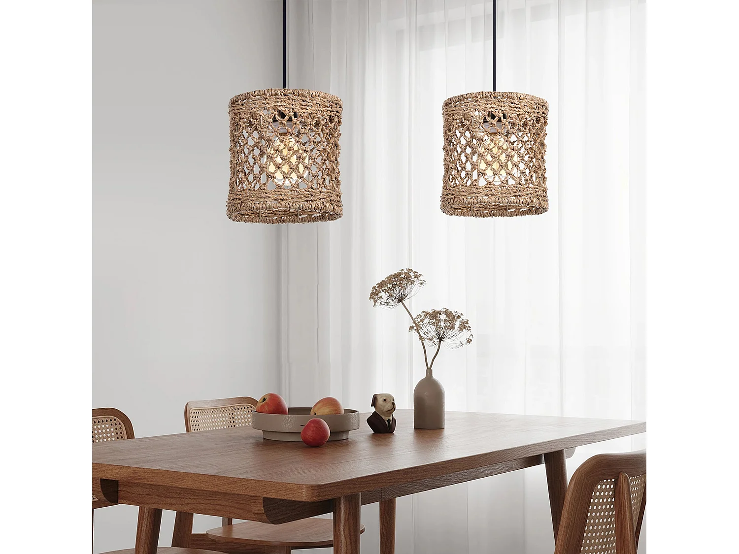 Arturesthome lustre en bambou et rotin tressé à la main décoration d'intérieur bohème naturelle plafonniers d 20x h 20cm