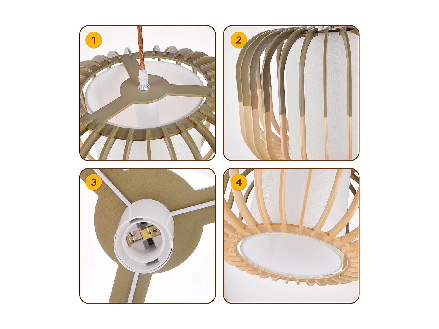 Arturesthome lampe suspendue en bois plafonnier de salon lampe suspendue tissée à la main convient pour les scènes de cuisine et de d50 cm x h30 cm